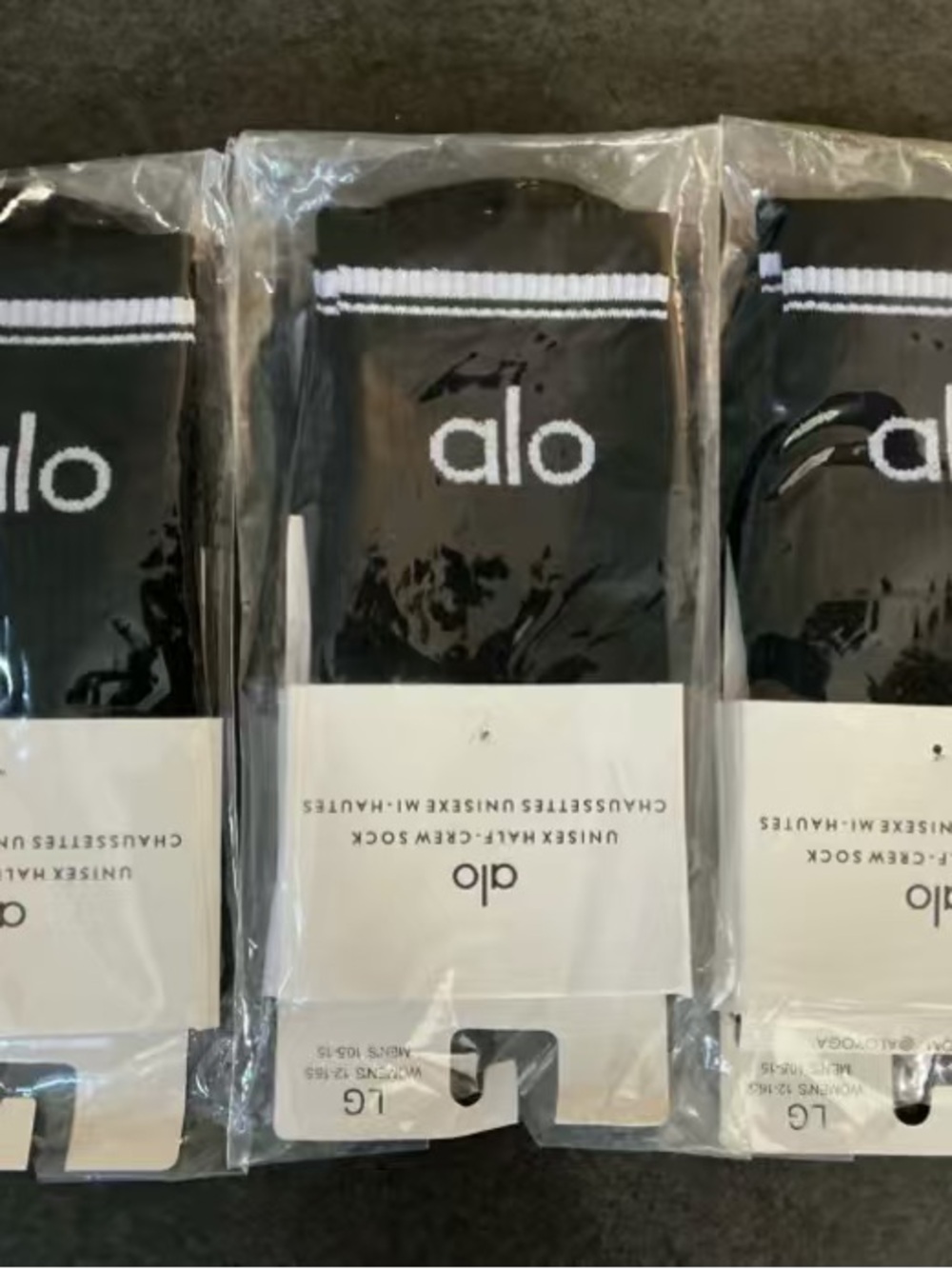 ALO Yoga Men’s Black Crew Socks with White Stripe - 3-Pack